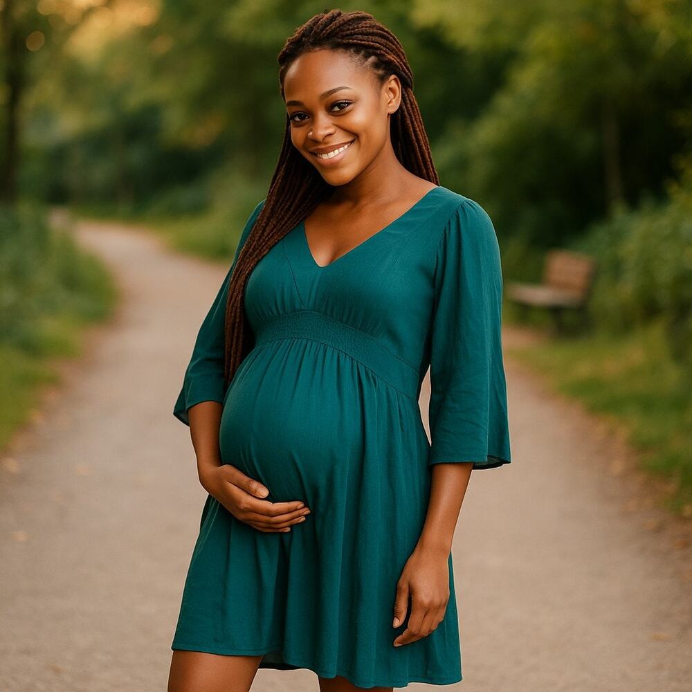 Ripe Womens Tunic Size XL Maternity Wear Teal Roma Dress Extra Large Smocked NEW